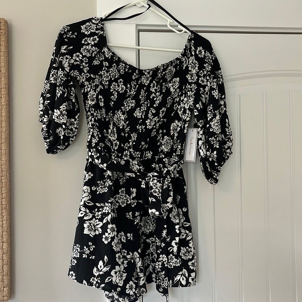 Premier Amour Romper, NWT, Black/Floral